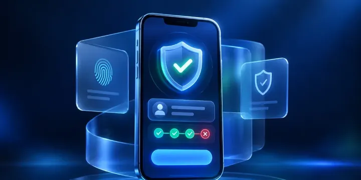 Phone showing a verification screen with a shield icon