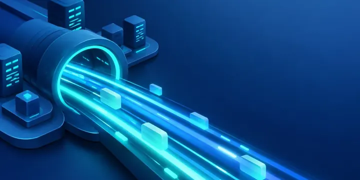 Streaks of light racing through a data tunnel