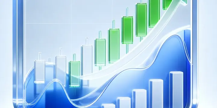 Dramatic crypto price chart with sharp green candles breaking upward