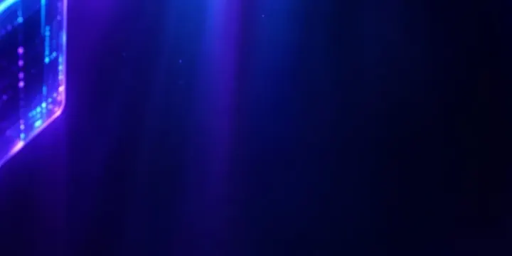 Chain of glowing transparent cubes connected by light links