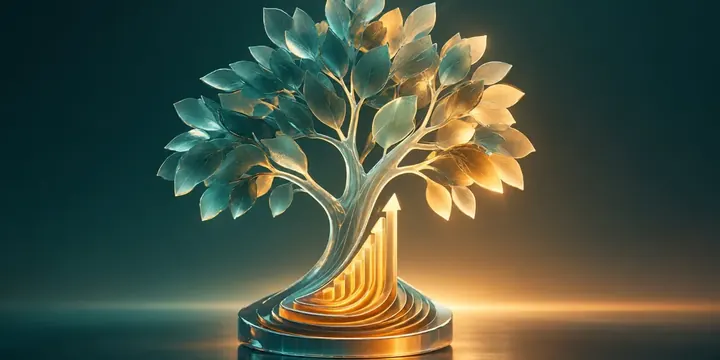 Tree whose rings form an upward growth chart