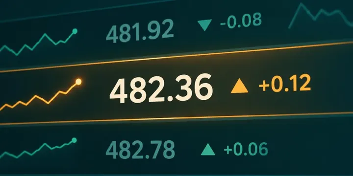 Macro close up of a price ticker display with tiny price increments highlighted